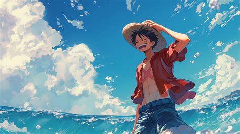 Free Monkey D. Luffy Clouds One Piece Desktop Wallpaper in 4K