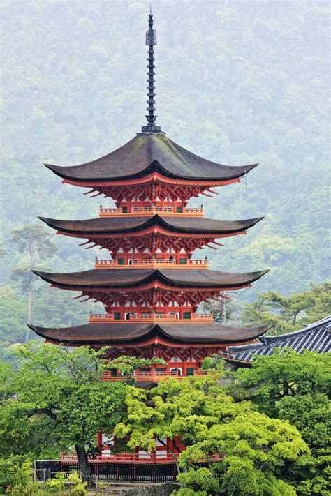 Pagoda, Honshu island, Japan, Asia stock photo