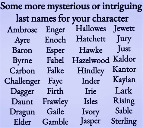 Some mysterious or intriguing surnames for your character | Book ...