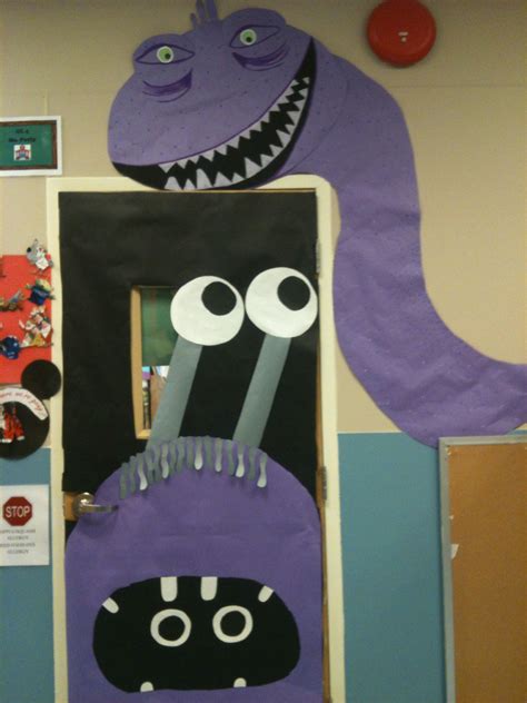 Class 4 Monsters Inc Halloween door decoration | Halloween door decorations, Monsters inc ...