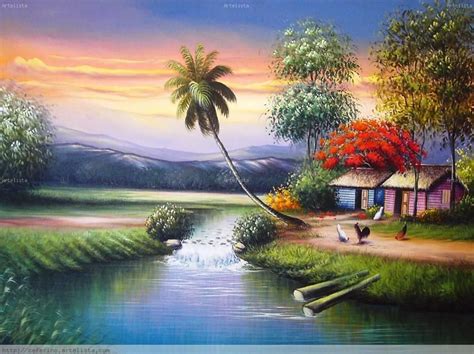 paisajes de puerto rico - | Canvas painting landscape, Landscape drawings, Landscape art