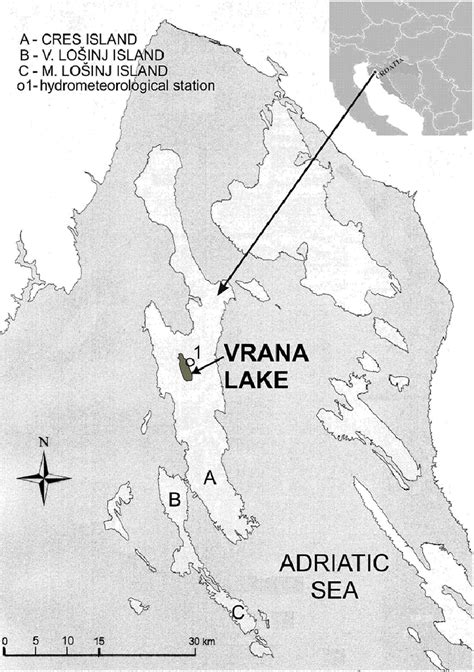 Map of Cres island and Vrana Lake. | Download Scientific Diagram