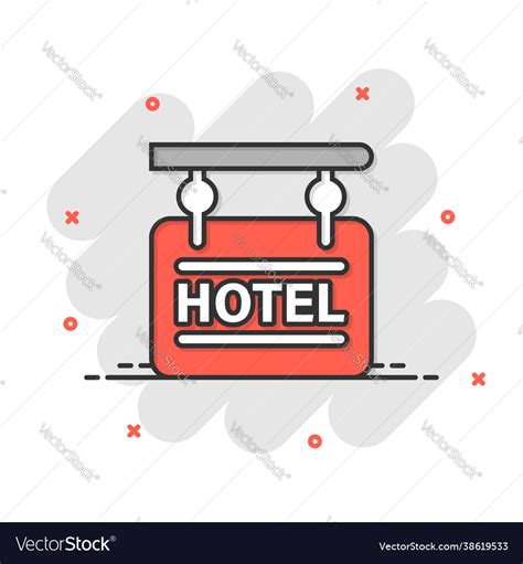 Hotel sign icon in comic style inn cartoon Vector Image