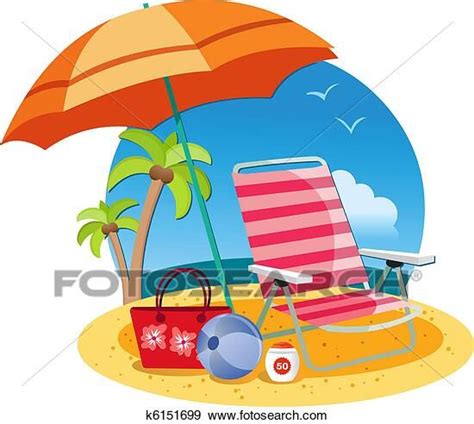 Relax on the beach Clip Art | k6151699 | Beach clipart, Beach art ...