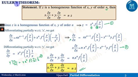 Partial Differentiation | Euler’s theorem on Homogeneous function - YouTube