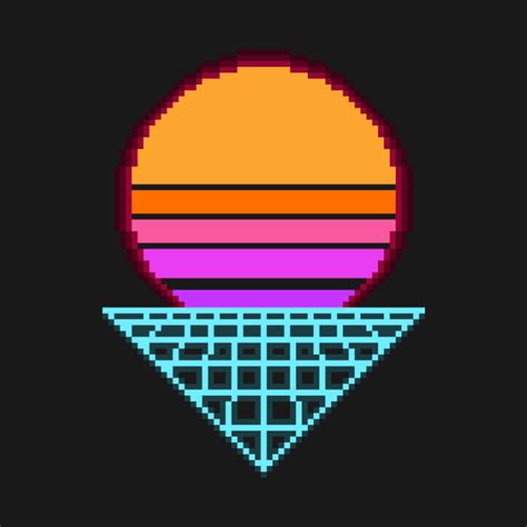 Outrun Sunset Retro 8-Bit Pixel Art - Outrun - T-Shirt | TeePublic