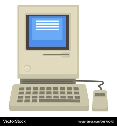 Old computer 80s technologies screen Royalty Free Vector