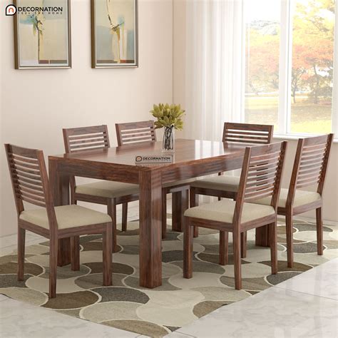 Blankenberge Solid Wood 6 Seater Dining Table Set - Decornation