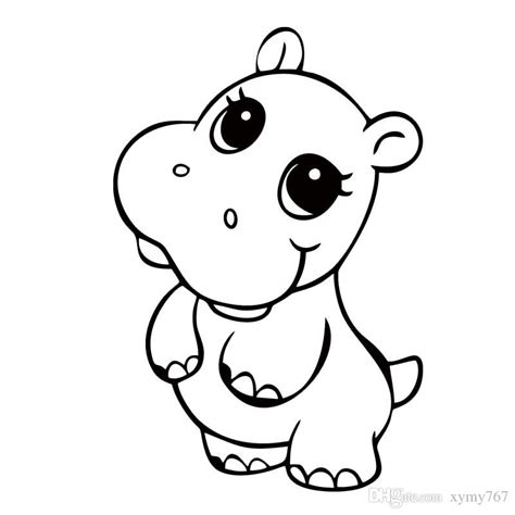 Cute Hippo Drawing at GetDrawings.com | Free for personal use Cute ...