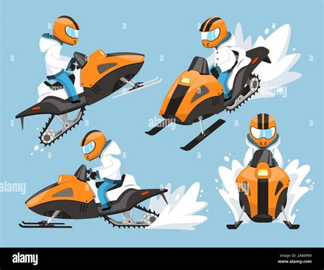 snowmobile cartoon race set Stock Vector Image & Art - Alamy