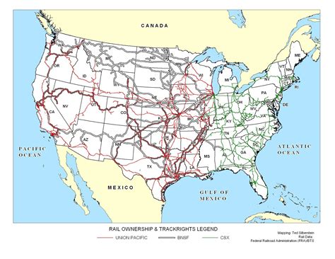 US freight railroad map - US freight train map (Northern America - Americas)