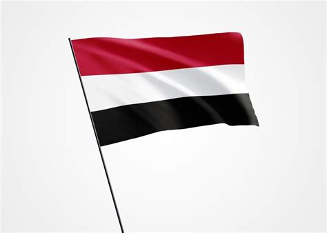 Yemen flag flying high in the isolated background. November 30 Yemen independence day. World ...