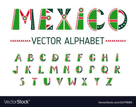 Mexico alphabet set Royalty Free Vector Image - VectorStock