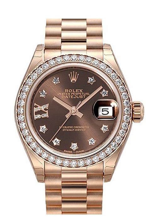 ROLEX 279135RBR Lady-Datejust 28 Rose Gold President Ladies | WatchGuyNYC