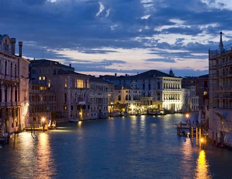 Night view on Grand Canal stock image. Image of romantic - 22736393