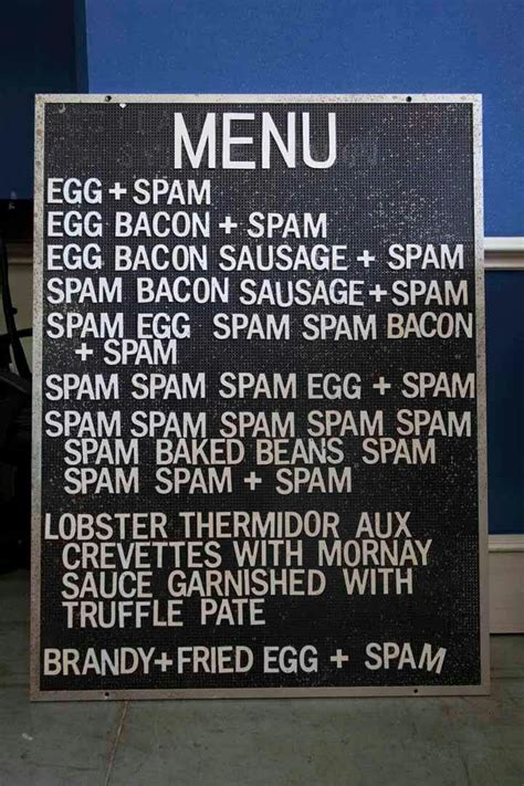 Monty Python Spam menu | Monty python, Nerdy humor, Work jokes