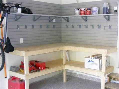 Garage workbench [45] | Garage workbench plans, Diy garage work bench, Garage shelving