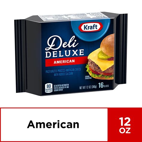 Kraft Deli Deluxe Cheese Slices, American Cheese, 16 ct - 12.0 oz Wrapper - Walmart.com