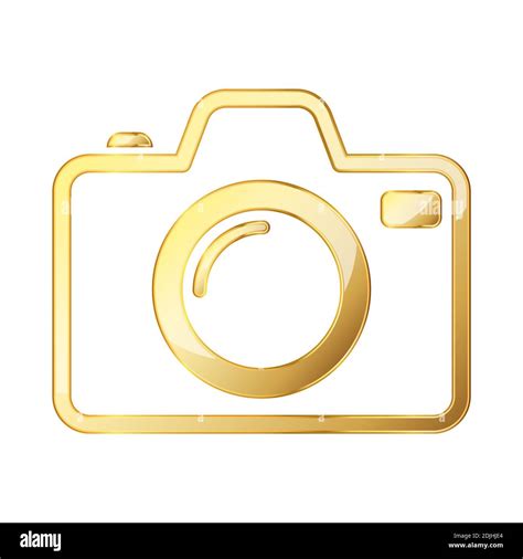 Photo camera icon. Gold photo camera icon isolated. Vector illustration ...