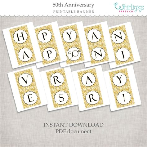 Instant Download 50th Anniversary Banner Golden Anniversary - Etsy