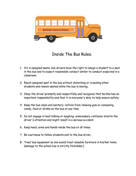 Printable School Bus Rules … | Pinteres…