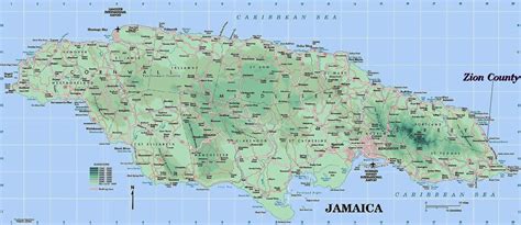 Physical map of jamaica - Physical map of jamaica showing mountains (Caribbean - Americas)