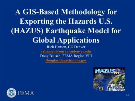 (HAZUS) Earthquake Model for Global Applications - USEHAZUS