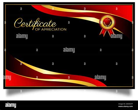 A certificate logo design with red and golden colors on the black background Stock Vector Image ...