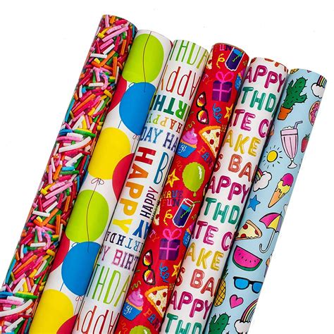 The Gift Wrap Company Funny Different Designs Multi-color Birthday Gift ...