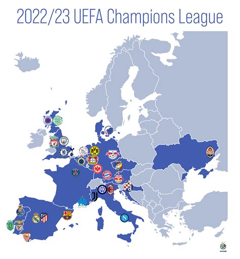 Map of the clubs of the 2022/23 UEFA Champions League : r/soccer