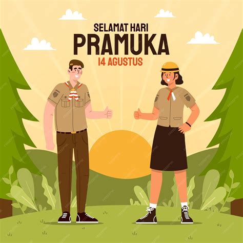 Free Vector | Flat pramuka day illustration