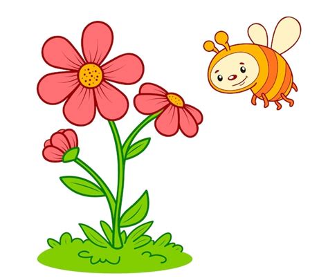 Premium Vector | Cute bee cartoon. bee and flower clipart vector ...