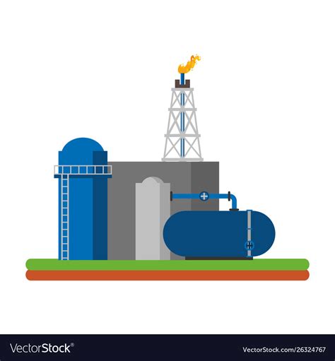 Oil refinery gas factory cartoon Royalty Free Vector Image