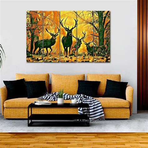 Forest Elk Canvas Wall Painting - WallMantra