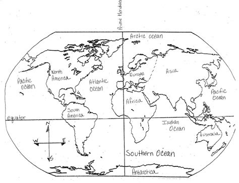 Blank World Map Continents Oceans Printable