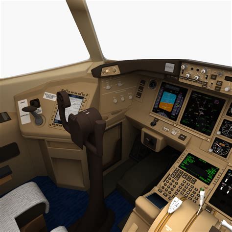 realistic boeing 777 cockpit 3d lwo