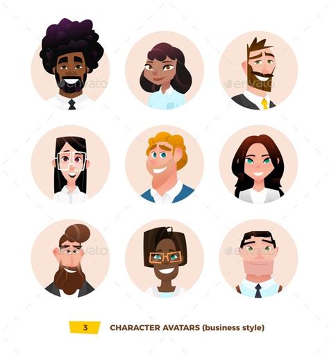 Characters Avatars in Cartoon Flat Style | Vector character design, Cartoon styles, Avatar ...