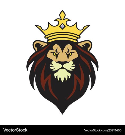 Lion king mascot with crown logo design Royalty Free Vector