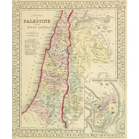 Map - Palestine, 1867 - Original Art, Antique Maps & Prints