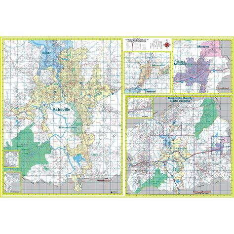 Asheville and Buncombe County, NC Wall Map - The Map Shop