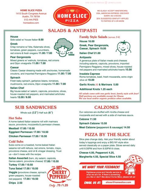 Online Menu of Home Slice Pizza Restaurant, Austin, Texas, 78704 - Zmenu