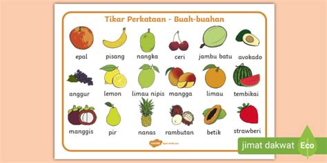 Tikar Perkataan | Poster Belajar Buah-buahan