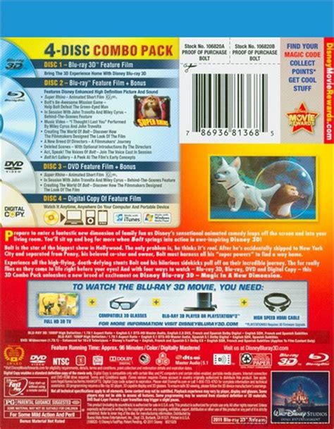 Bolt 3D (Blu-ray 3D + Blu-ray + DVD + Digital Copy) (Blu-ray 2008) | DVD Empire