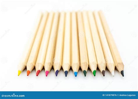 Colored Wooden Pencils Isolated Stock Photo - Image of green, background: 141879876