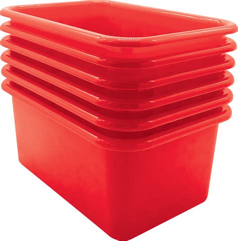 Red Small Plastic Storage Bin 6 Pack - TCR2088577 | Teacher Created Resources