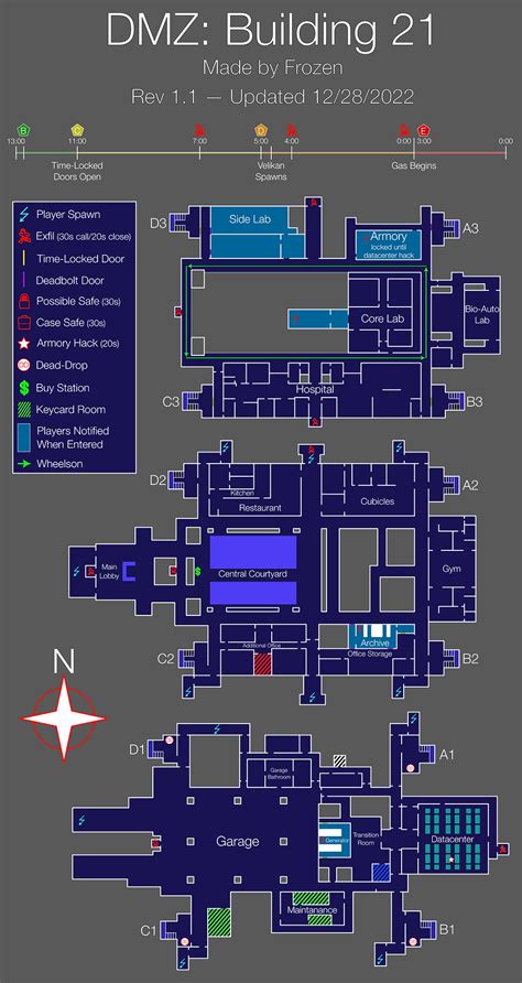 DMZ BUILDING 21 MAP INCLUDING ALL FLOORS, ROOMS AND POI LOCATIONS