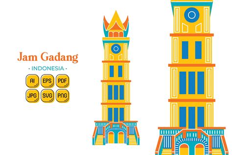 Jam Gadang Vector Illustration Graphic by medzcreative · Creative Fabrica