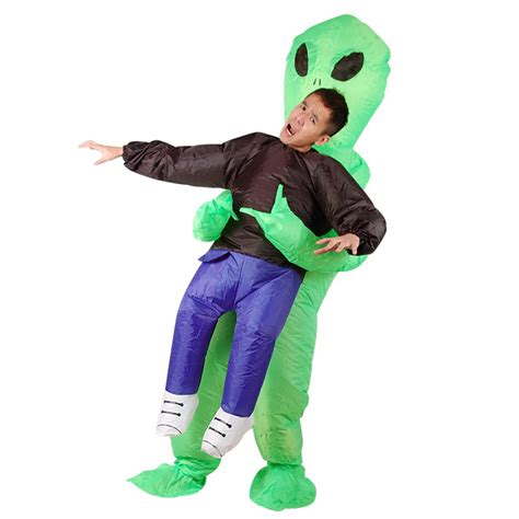 Ghost man Inflatable Monster Costume Scary Green Alien dinosaur Mascot ...