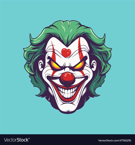 Joker face with green hair Royalty Free Vector Image