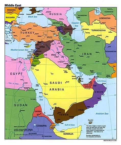 Large Scale Political Map Of The Middle East With Capitals | The Best ...